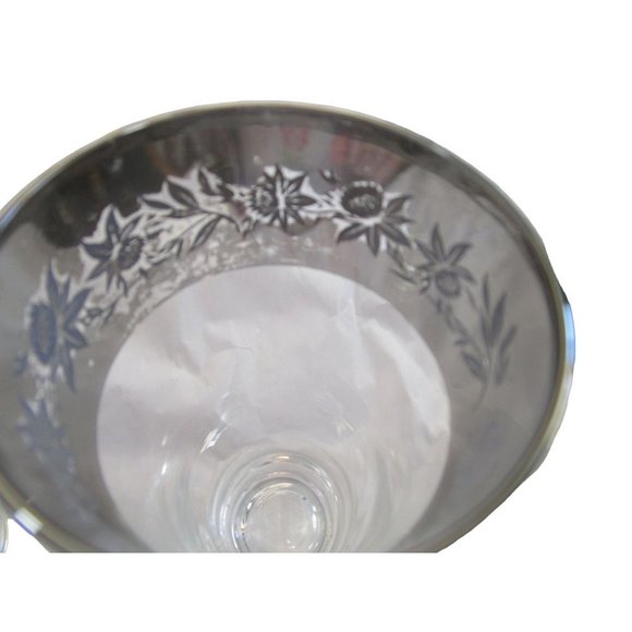Vintage Silver Etch Thistle Floral Rim Mid Mod Zombie Glasses Wear GUC A Pair - Picture 8 of 16